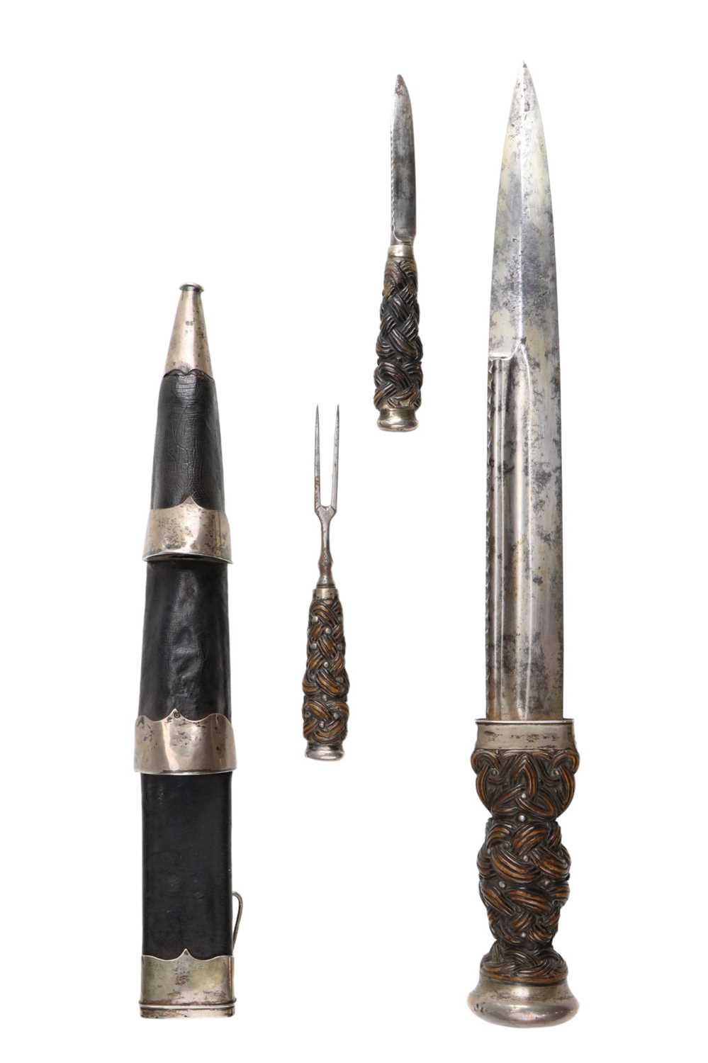 Lot 489 - A Victorian Scottish white metal mounted dirk,...
