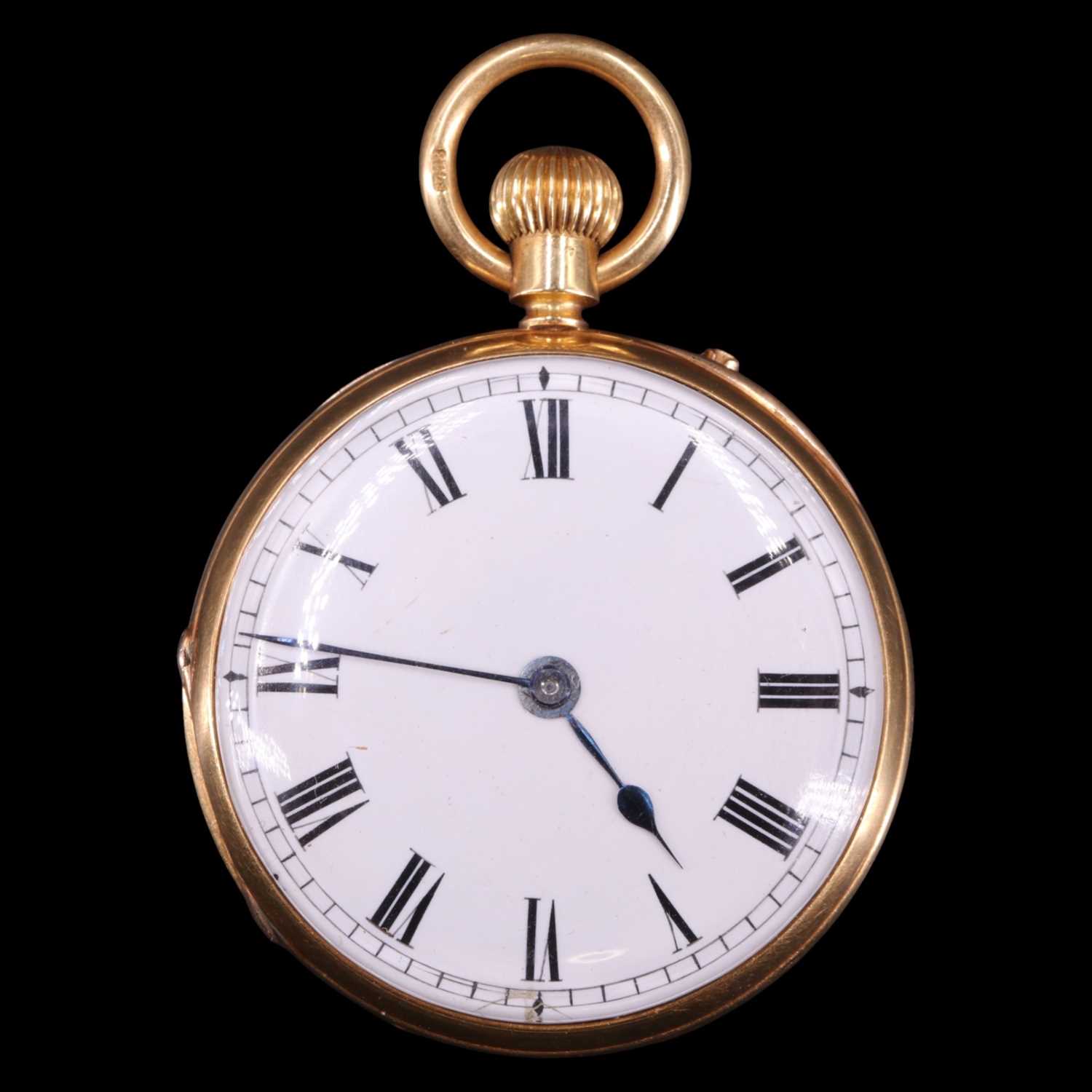 Lot 1942 - A Victorian 18 ct gold open-faced pocket watch...