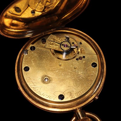 Lot 1942 - A Victorian 18 ct gold open-faced pocket watch...