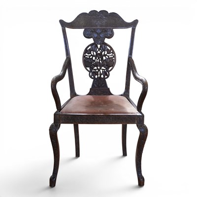 Lot 1677 - A 19th Century Anglo-Burmese carved hardwood...
