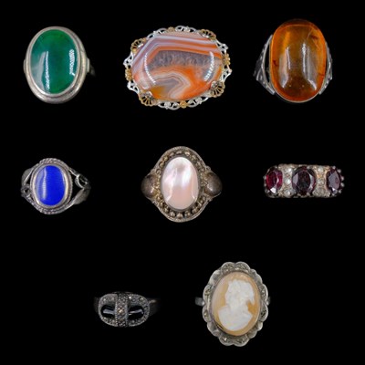 Lot 1257 - A group of vintage mineral-set white metal /...