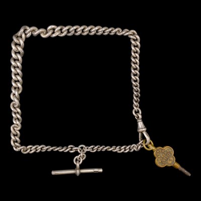Lot 1525 - An Edwardian silver graded curb-link watch...
