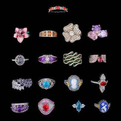 Lot 1263 - Contemporary enamelled and gemstone-set white...