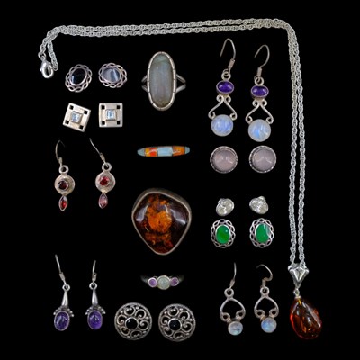 Lot 1267 - A group of natural and other gemstone-set...