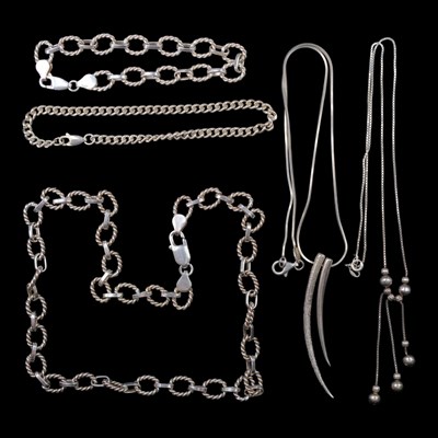 Lot 1268 - A contemporary silver bracelet and necklace...