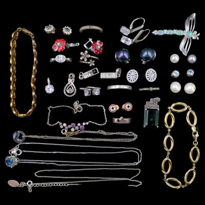 Lot 1269 - Contemporary gemstone-set silver / white metal...