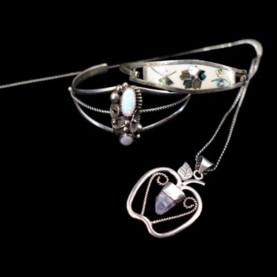 Lot 1271 - [Native American] A Navajo opal and Sterling...