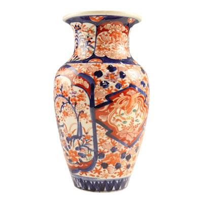 Lot 944 - A Japanese Imari baluster-form porcelain vase,...
