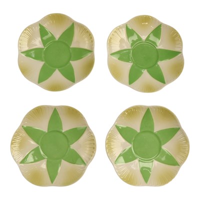 Lot 1011 - Four Shelley "Apple Green Star" Dainty saucers,...