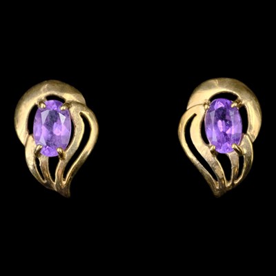 Lot 1352 - A pair of near-contemporary amethyst and...