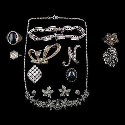 Lot 1277 - Early 20th Century and later marcasite, onyx...