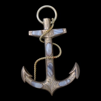 Lot 1544 - A Victorian banded-agate fouled anchor...
