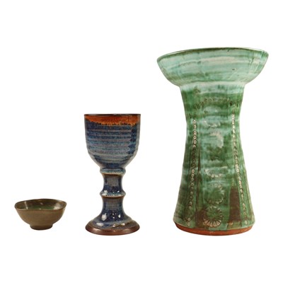Lot 961 - A large studio pottery candlestand, impressed...