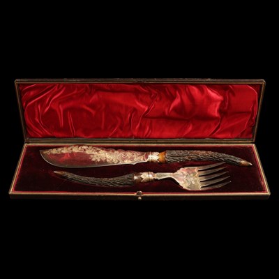 Lot 1232 - A late Victorian antler-handled and...