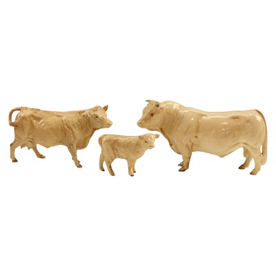 Lot 1086 - A Beswick Charolais cattle group, comprising...