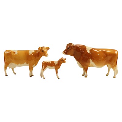 Lot 1088 - A Beswick Guernsey cattle group, including...