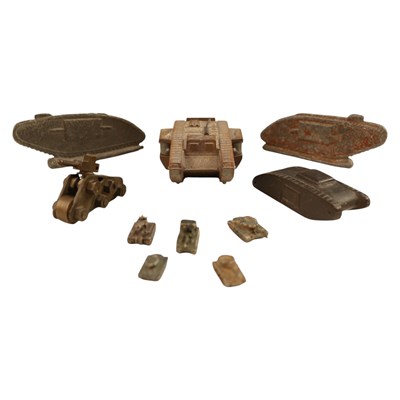 Lot 793 - A group of diecast, lead and other toy tanks,...