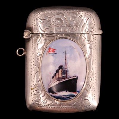 Lot 1165 - A 1912 silver watch chain vesta case, bearing...