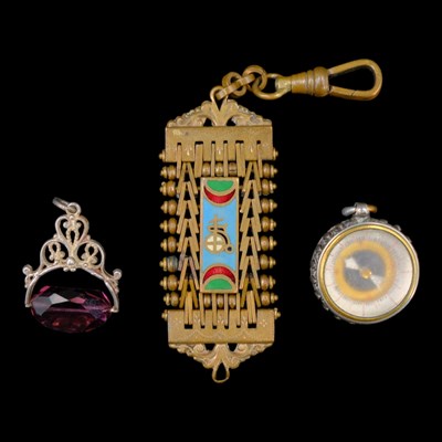 Lot 1528 - A Victorian novelty watch chain fob compass,...