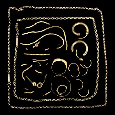 Lot 1392 - Scrap 9 ct yellow metal / gold, including a...