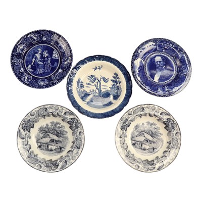 Lot 978 - A group of blue-and-white transfer printed...