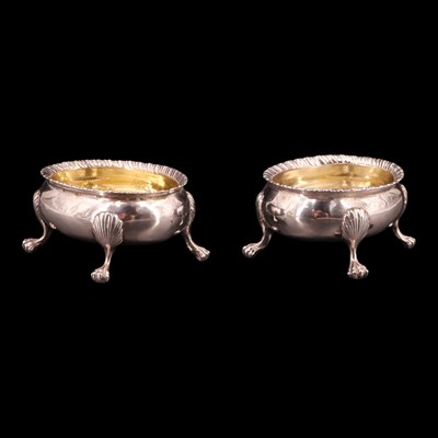 Lot 1174 - A pair of George III silver salt cellars, each...