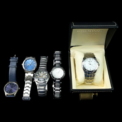 Lot 1579 - Five contemporary wristwatches, comprising...