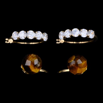 Lot 1416 - A pair of near-contemporary tiger's eye and 9...