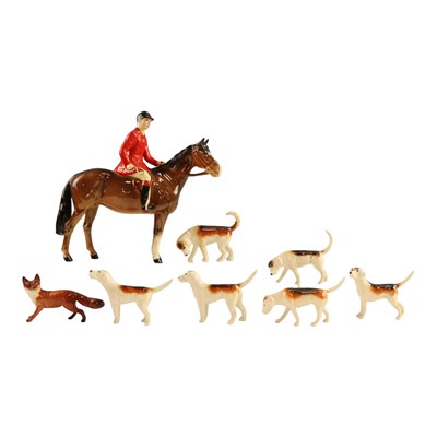 Lot 1095 - A Beswick hunting group, comprising "Huntsman...