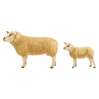 Lot 1093 - A John Beswick Texel Ewe and lamb, the former...