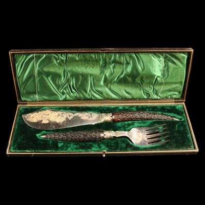 Lot 1241 - A set of late Victorian horn-handled...