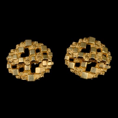 Lot 1432 - A pair of 1960s Modernist stud earrings, each...