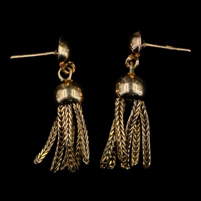 Lot 1440 - A pair of 1970s 9 ct gold tassel...