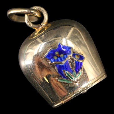 Lot 1463 - A vintage floral enamelled 14 ct yellow metal...