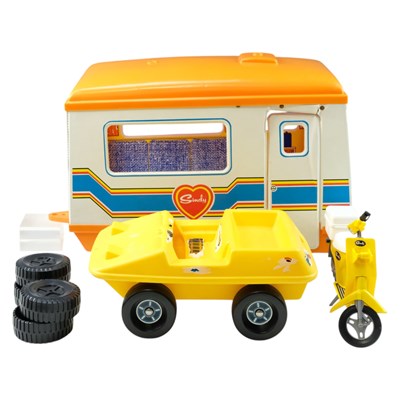 Lot 828 - Three Pedigree Sindy doll vehicles,...