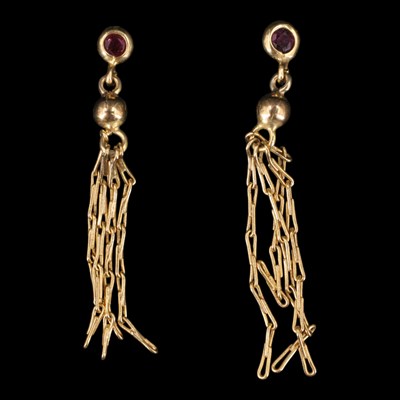 Lot 1470 - A pair of near-contemporary garnet and 9 ct...