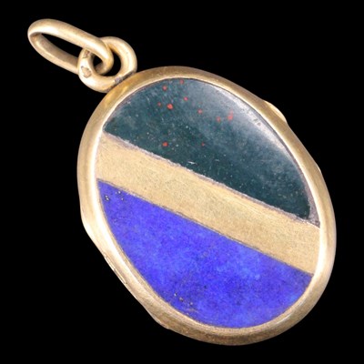 Lot 1479 - A French lapis lazuli, bloodstone and 18 ct...