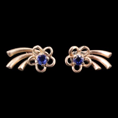 Lot 1485 - A pair of near-contemporary sapphire and 9 ct...