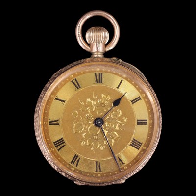 Lot 1602 - A George V 9 ct gold fob or pocket watch,...