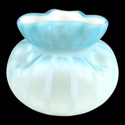 Lot 1105 - A dimpled blue satin glass vase, 12 cm