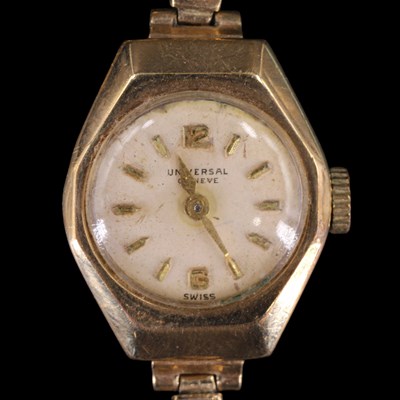 Lot 1583 - A 1950s Universal Geneve lady's 9 ct gold...
