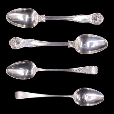Lot 1213 - Four various Georgian and Victorian silver tea...