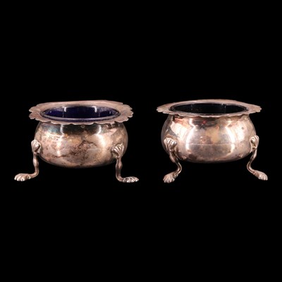 Lot 1189 - A pair of Edwardian silver salt cellars, each...