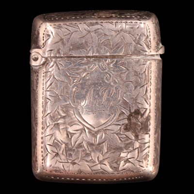 Lot 1190 - A late Victorian silver vesta case, bearing...
