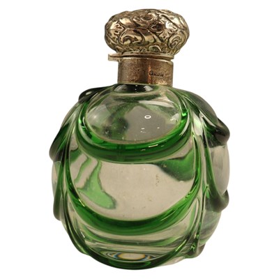 Lot 890 - A late Victorian silver-mounted glass perfume...