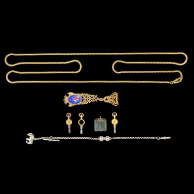Lot 1536 - A Victorian gilt-metal guard chain, an...