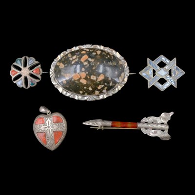 Lot 1555 - Five Victorian polished hardstone...