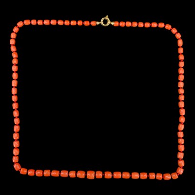 Lot 1497 - A contemporary coral bead necklace, of graded...