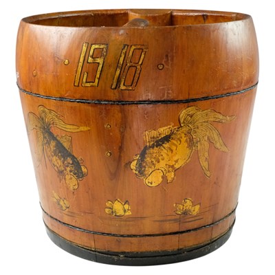 Lot 953 - A Chinese wooden rice or water bucket,...