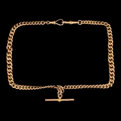 Lot 1413 - A 1920 9 ct rose-gold graded curb-link double...